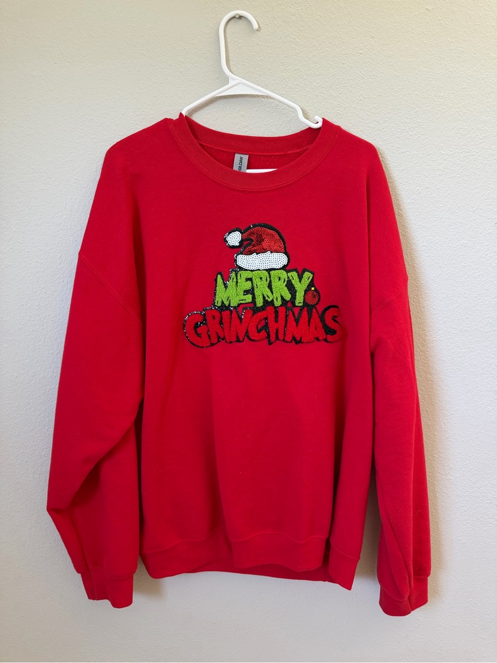 Gildan Red 'Merry Grinchmas' Holiday Crewneck Sweatshirt